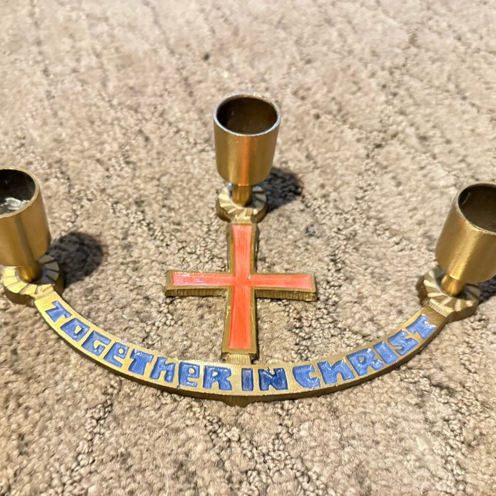 MCM Era Terra Sancta "Together In Christ" Three Candle Holder